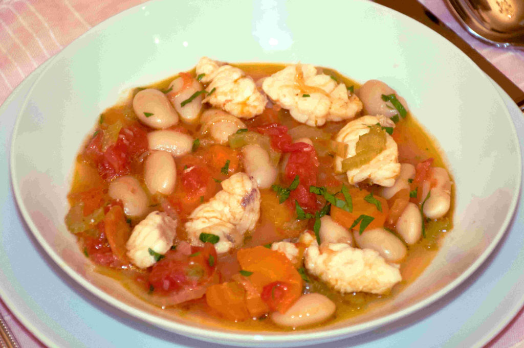 Soupe à la lotte, légumes et haricots granja